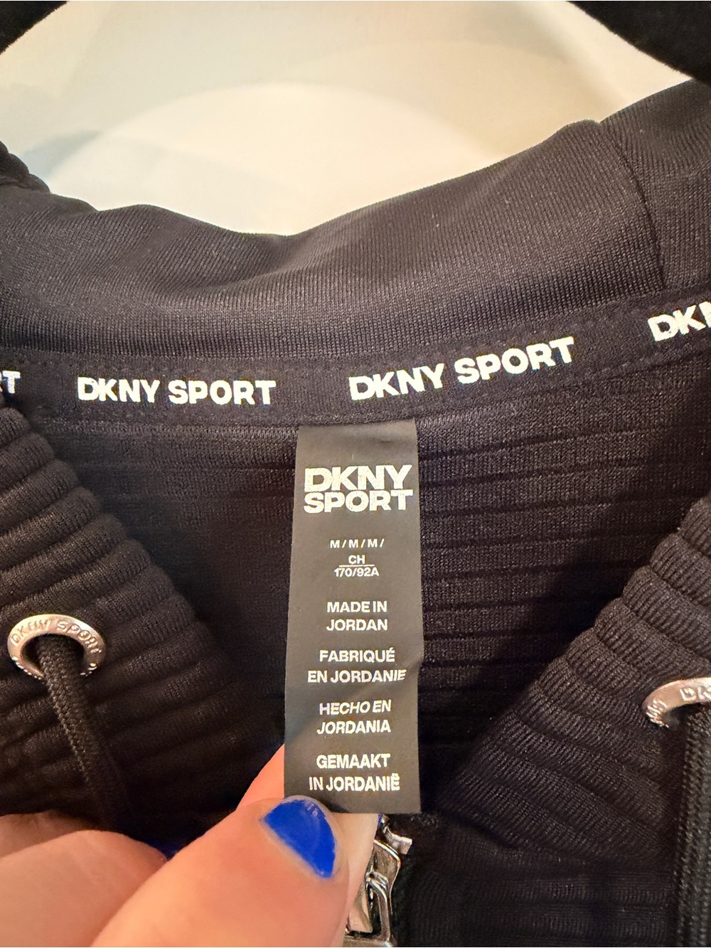 Dkny Black Ribbed Zip-Up Hoodie Jacket - Picture 3 of 4